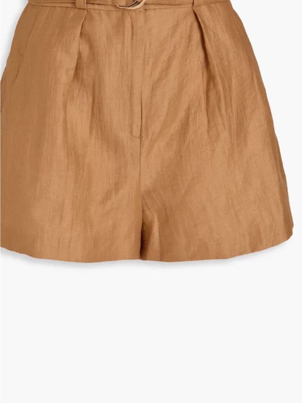 Maje High-Waist Pleated Shorts in Tan